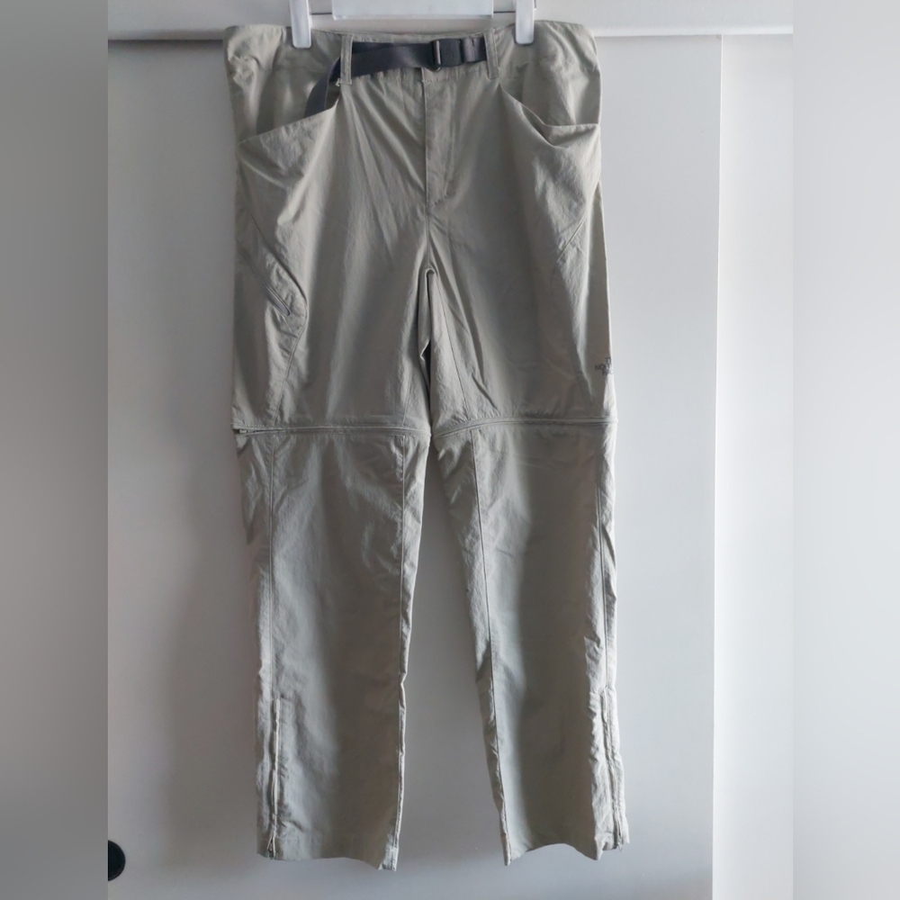 The North Face Convertible Belted Zip Off Hiking Pants Mens 36 Stone Beige